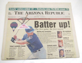 Arizona Diamondbacks Newspaper FIRST GAME with OFFICIAL STAMP &amp; SEAL - $40.49