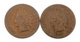 Lotto Di 2 Indiano Centesimi (1870+1871) IN About Buono+ Condizioni Marrone - £91.67 GBP