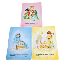 Vintage Puzzles Frame Tray Christian with Baby Jesus Christmas Manger Lot of 3 - £15.96 GBP