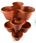 Terracotta 4 Tier Stackable Planter Pots Plastic Strawberry Vegetable Fl... - €14,50 EUR