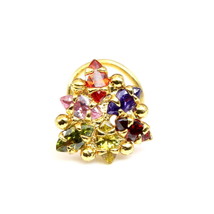 Indian nose ring Floral Triangle Multi-color CZ Twisted L Bend 22g - £13.71 GBP