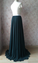 Dark Green Plus Size Maxi Chiffon Skirt Outfit Bridesmaid Maxi Chiffon Skirt image 10