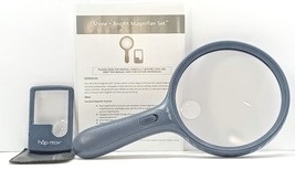 Shine Bright 2-Piece Magnifier Set 5.5&quot; Handheld 2x/3.5x +Travel Magnifi... - £11.77 GBP