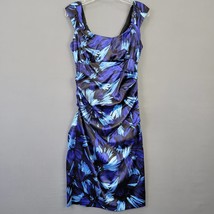 London Times Womens Dress Size 2 Blue Stretch Midi Bodycon Sleeveless Sultry Zip - £8.55 GBP