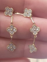 Boucles D&#39;oreilles Pendantes En Diamant Simulé Taillé Rond En Or Jaune 14k - $81.86