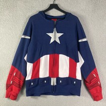 Marvel Captain America Hoodie Jacket XL Blue Full Zip Mask Pouch Pocket ... - $29.70