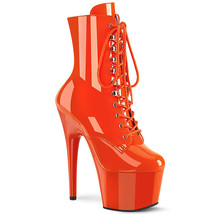 PLEASER ADO1020/OG/M  7&quot; High Heel Platform Lace Up Womens Orange Ankle Boots - £69.56 GBP