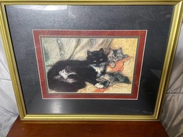 Henrietta Ronner-Knip Framed Print The Cats Nap Black White Cat Kittens - £29.08 GBP