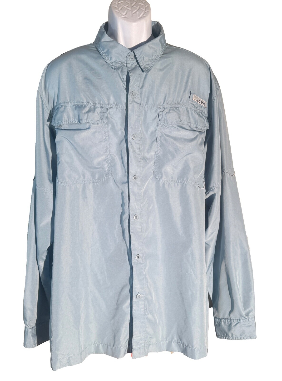 HABIT Men&#39;s Long Sleeve Button Down Vented Fishing Shirt Blue 2XL SEE DE... - $6.92