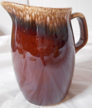 HULL USA PITCHER Brown Drip Glaze Pottery Small 4.5” Cream Milk Creme OV... - £11.59 GBP