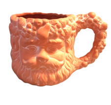Santa Claus Terra Cotta Coffee Mug Cup with Fruit Garland Vintage - £26.81 GBP