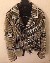 Handmade Heavy Metal Studs Jacket, Bikers Leather Wear, Cone Studs Punk Jacket, - £272.61 GBP
