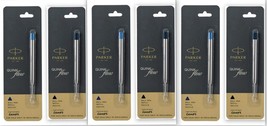 3 Blue 3 Black Parker Quink Flow Ball Point Pen Refills BallPen Medium brand New - £12.08 GBP