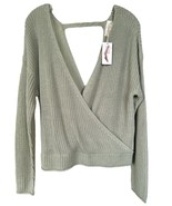 Jessica Simpson Women&#39;s V Plunge Knit Sweater Long Sleeve  Size M Greeni... - $40.72 CAD
