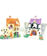 Halloween Ceramic Houses Orange and Purple Roof Set Of 2 - €13,50 EUR