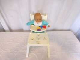 American Girl Bitty Baby Twins Doll + High Chair w&#39; Tray Activity Table ... - £44.69 GBP