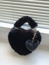 Heart Shape Faux Fur Handbag - $23.25