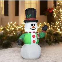 Holiday Time Airblown Inflatable Hat Snowman Christmas Yard Decor 4ft Tall - £32.45 GBP