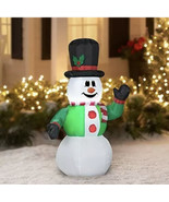 Holiday Time Airblown Inflatable Hat Snowman Christmas Yard Decor 4ft Tall - £31.43 GBP