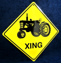 TRACTOR Xing -*US MADE* Embossed Metal Sign - Barn Man Cave Garage Bar Pub Decor - £14.11 GBP