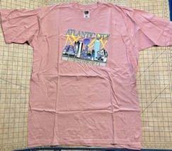 Short Sleeve Top T Shirt Atlantic City NJ Gambling Souvenir Graphic Pink XXL - £8.47 GBP