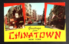 Greetings from Chinatown Split View New York NY Curt Teich UNP Postcard ... - £5.58 GBP