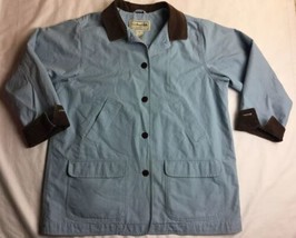 LL Bean Barn Coat Jacket Blue Twill Flannel Lined Corduroy Collar 2X - $49.49