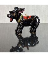 Vintage Redware Donkey Figurine Mid Century Black Pack Mule Made In Japa... - $23.98