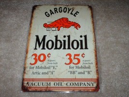 New &quot;GARGOYLE Mobiloil VACUUM OIL COMPANY&quot; Tin Metal Sign - $24.99