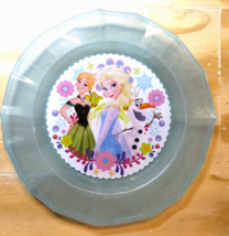Disney Store Elsa Anna Blue Plate Meal Time Magic Glitter and Anna Froze... - $16.87