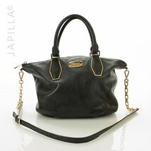 ELEGANT BLACK MICHAEL KORS PEBBLED LEATHER SATCHEL SHOULDER BAG PURSE! - $127.71