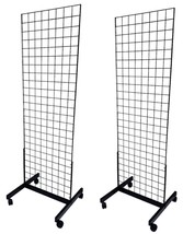 Black 2&#39; x 6&#39; Heavy Duty Rolling Gridwall Display Panels - Set of 2 - $119.24