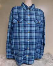 Duluth Trading Co.  Men&#39;s tabbed Long Sleeve double pocket blue plaid sh... - £19.41 GBP