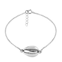 Beautiful Beach-Inspired Cowrie Shell Sterling Silver Charm Bracelet - £18.68 GBP