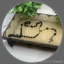 Vintage Black Bead Roasary with Crucifix Cross - £7.80 GBP