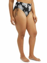 Time And Tru Women&#39;s Plus Swimsuit Bottom XL (16-18) Black Floral Side Ruched - £11.98 GBP