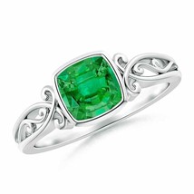 Angara Natural 6mm Emerald Ring in 14K White Gold (Ri... - £2,501.22 GBP