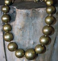 Large beads necklace, antique brass, Brass necklace (846) - £14.17 GBP