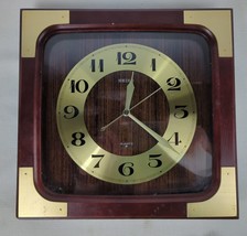 Seiko QA213A Square Gold Finish and Wood 12&quot; Quartz Wall Clock - £62.72 GBP