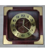 Seiko QA213A Square Gold Finish and Wood 12" Quartz Wall Clock - £64.10 GBP