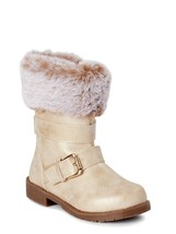 Girls Nicole Miller Boots Size 7 8 9 or 10 Faux Fur Faux Leather Golden Tan - £15.41 GBP
