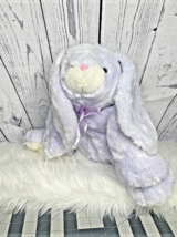 Commonwealth Purple White Plush Bunny Rabbit chubby big 2002 sitting sheer bow - $29.69