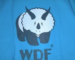 TeeFury Dinosaur LARGE &quot;World Dinosaur Federation&quot; Parody Shirt TURQUOISE - $14.00