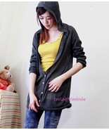 Japan Oversized Deep V neck Pocket Hooded Long Knit Cardigan! Charcoal - £11.56 GBP