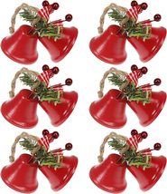 Tinsow 6 Pcs Red Christmas Bells, Tree Hanging Ornament Metal Jingle, 6, Red - £30.67 GBP