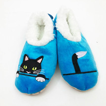 Snoozies Women&#39;s Peek A Boo Cat Blue Slippers Small 5/6 - £10.17 GBP