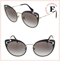 Miu Miu Noir MU57TS Cut Out Pale Gold Black Enamel Cat Eye Metal Sunglasses 57T - £145.97 GBP