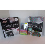 CALLIGRAPHY PRACTICE KIT DIY BRUSHES &amp; COLOR BOOK NEW - $19.75