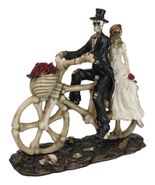 Wedding Skeletons Bride And Groom Riding Skeletal Bones Roses Bicycle Fi... - €20,60 EUR