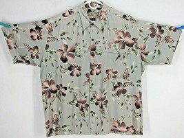 Tori Richard Vintage (2XL) Green Floral Hawaiian Button Front S/S Aloha Shirt - £37.16 GBP